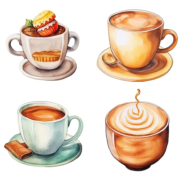 watercolor illustrations coffee