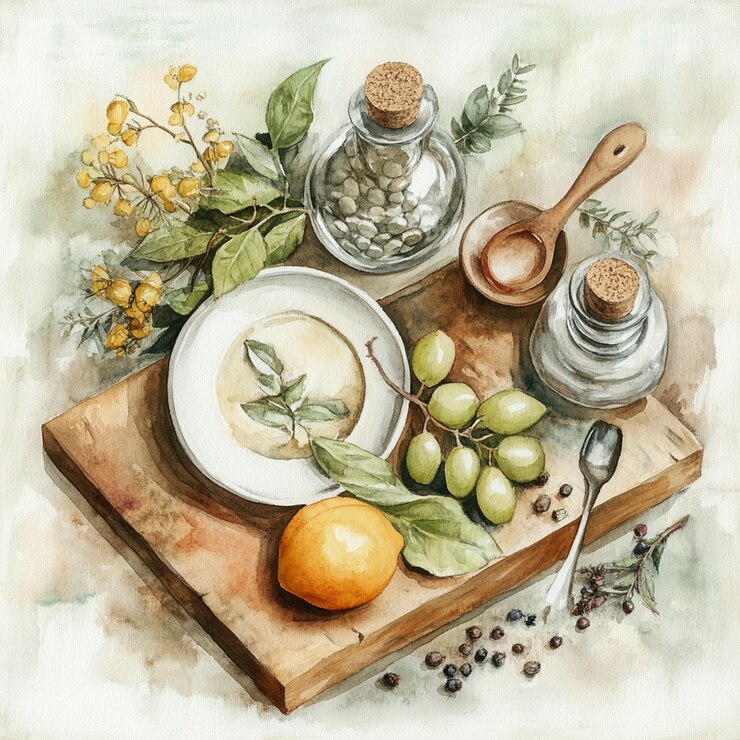 Photo a watercolor image of health and wellness wide ang generative ai