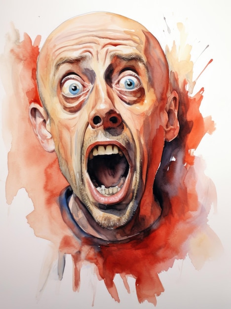 Watercolor image of a man surprised