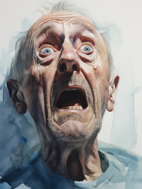 Watercolor image of a man surprised