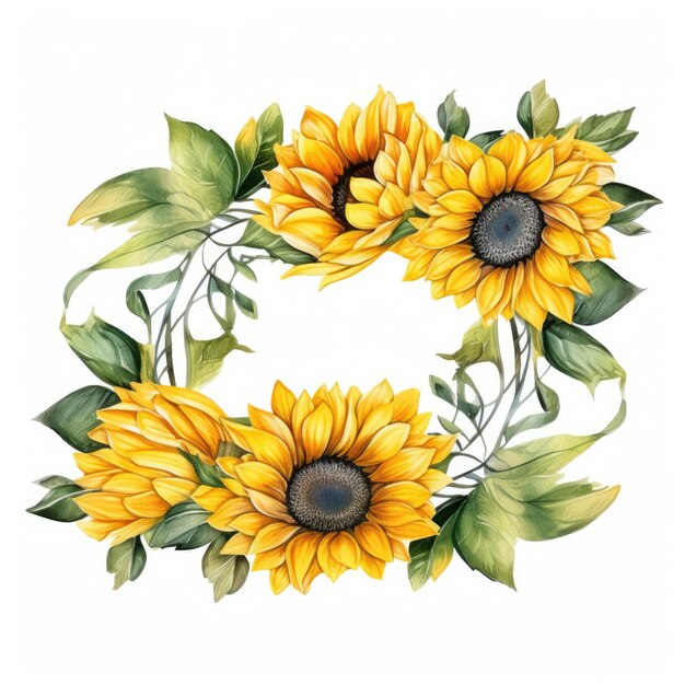 Watercolor image of Sunflower border