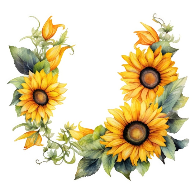 Watercolor image of Sunflower border