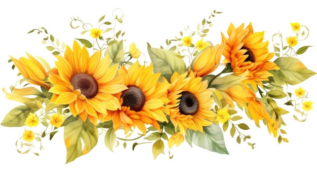 Watercolor image of Sunflower border