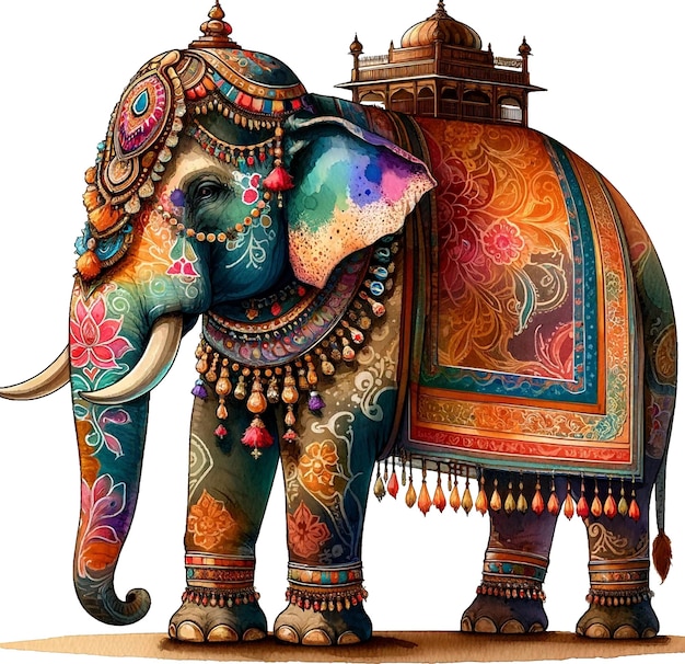 Watercolor Indian elephant jpg elephant colorful art