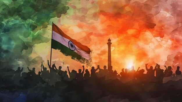 Watercolor of indian flag