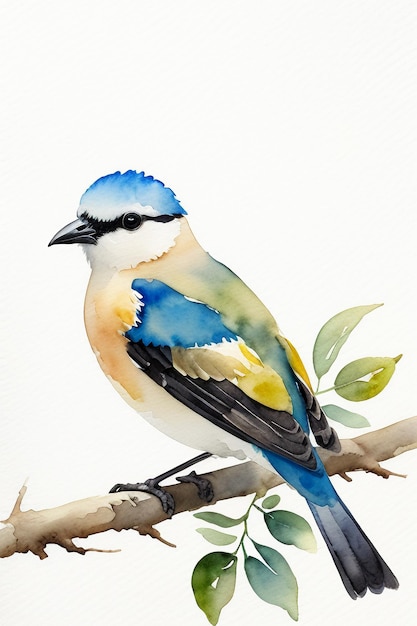 Акварельные чернила в стиле красочных птиц животных обои фоновая иллюстрация стоя на ветке