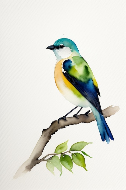 Фото Акварельные чернила в стиле красочных птиц животных обои фоновая иллюстрация стоя на ветке