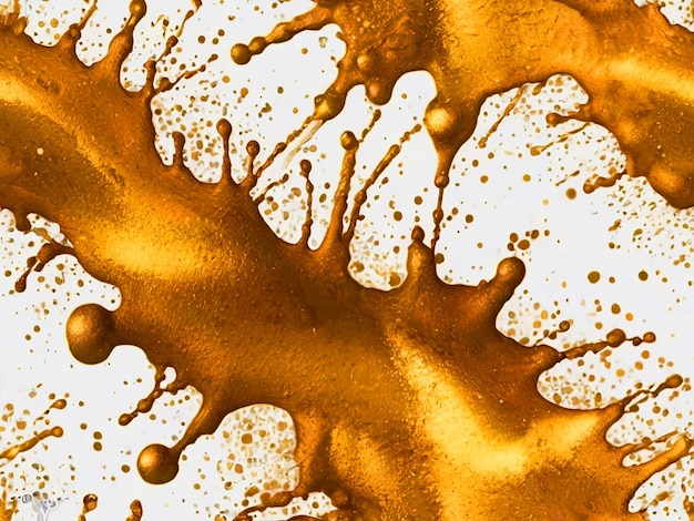 watercolor ink texture gold shine glitter effect spray splash isolated on white background