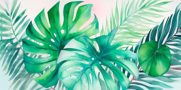 Watercolor invitations for a tropicalthemed event featuring palm leaves and vibrant colors Generative AI