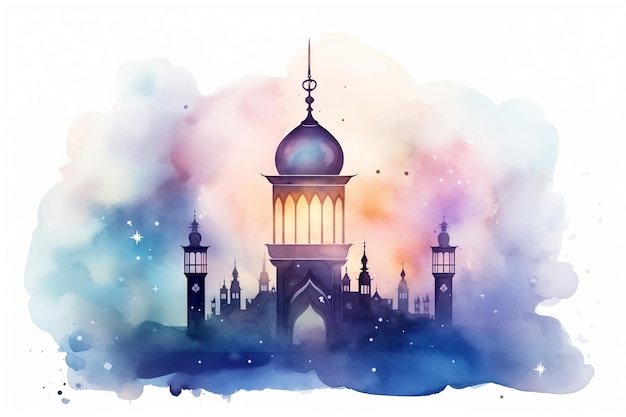 Photo watercolor islamic wallpaper