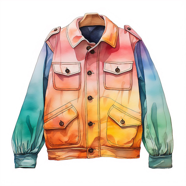 Watercolor jacket clipart in white background