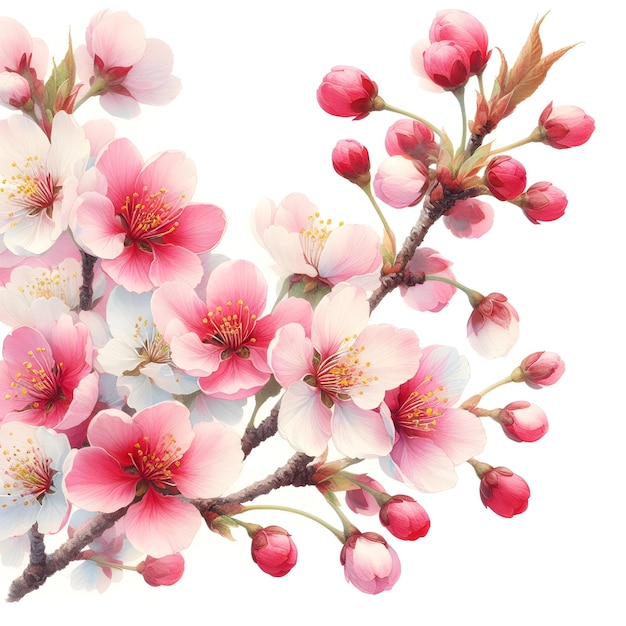 水彩画 桜の花を描いた日本の絵