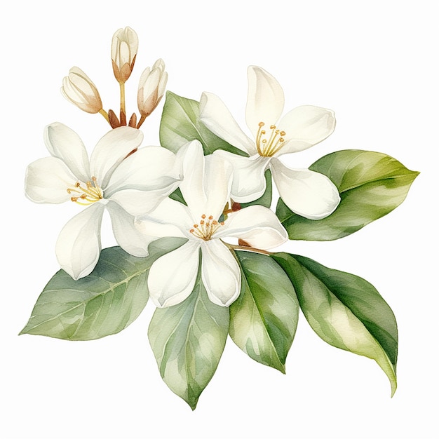 Watercolor jasmin flower