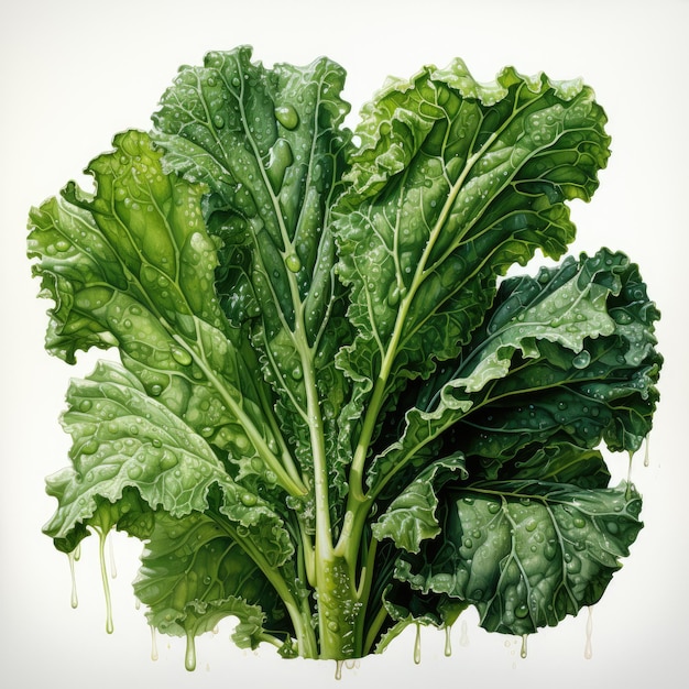 watercolor Kale Teaclipart Generative Ai