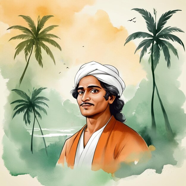 Photo watercolor kazi nazrul jayanti background image