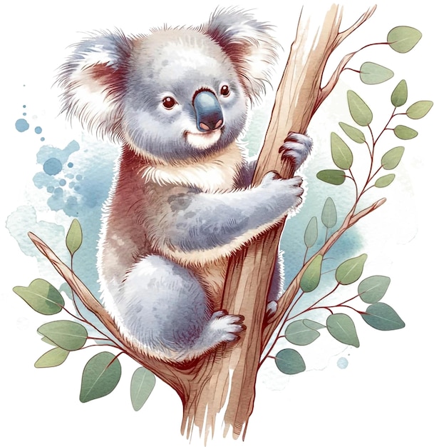 Watercolor Koala jpg tropical wildlife