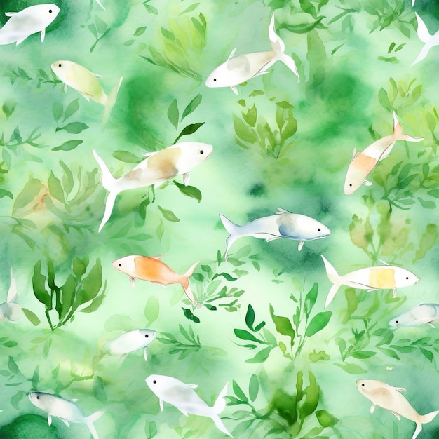 수채화 잉어 물고기 그림 수채화 패턴 Ai 생성