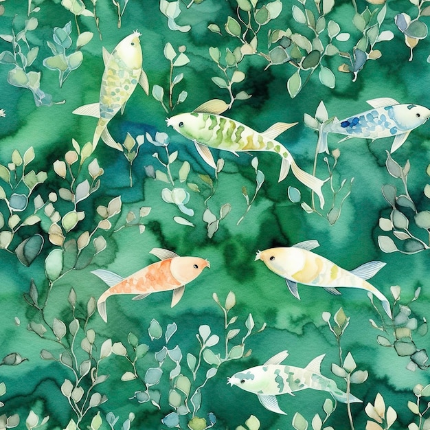 写真 水彩の鯉のイラスト 水彩模様 ａｉを生成