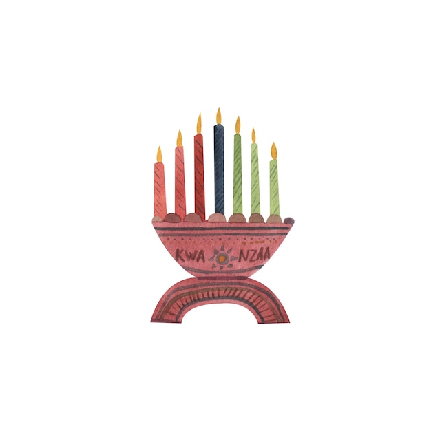 Watercolor kwanzaa celebration candles