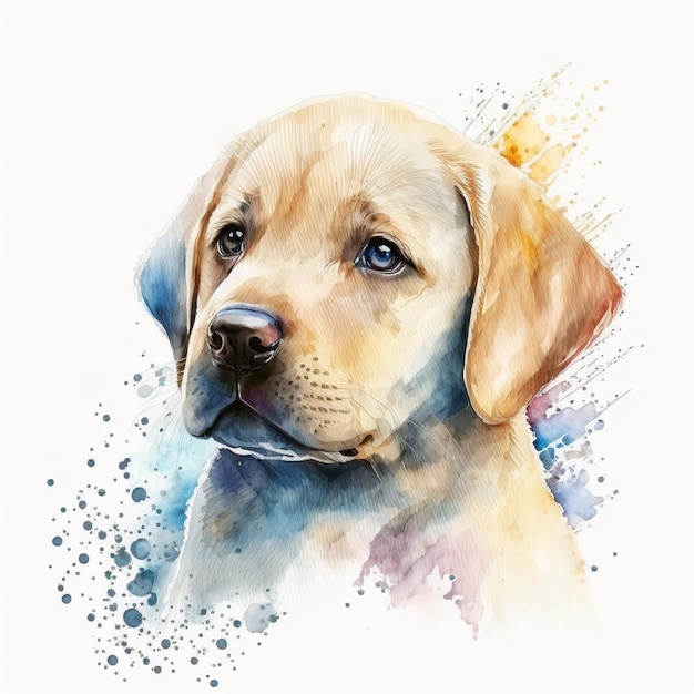 Watercolor Labrador Dog Puppy Sweet Cute Creative Illustration