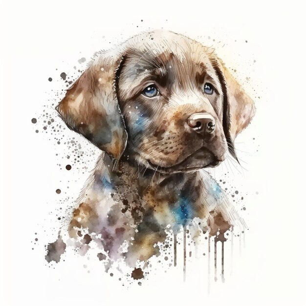 Watercolor Labrador Dog Puppy Sweet Cute Creative Illustration