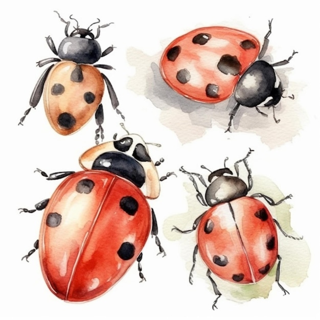 Watercolor ladybug insect animal in a watercolor style isolated.