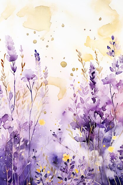 Watercolor Lavender Field Digital Papers Purple Lavender Backgrounds Purple Floral Wedding Invite Backgrounds Lavender Plants Backdrop
