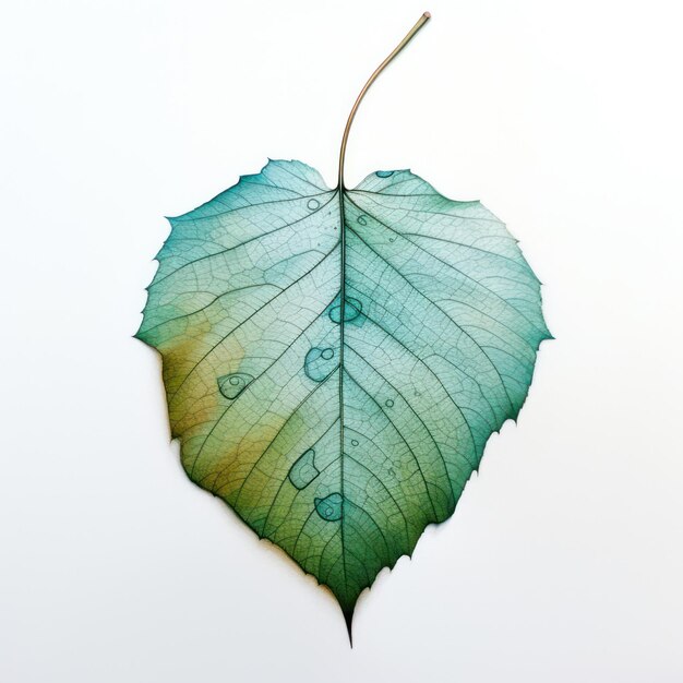 Watercolor leaf pattern on white background