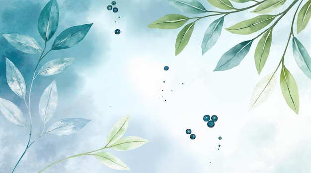 watercolor leaves and berries