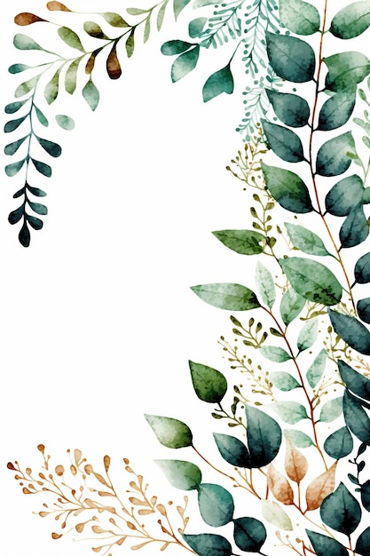 Watercolor Leaves Frame