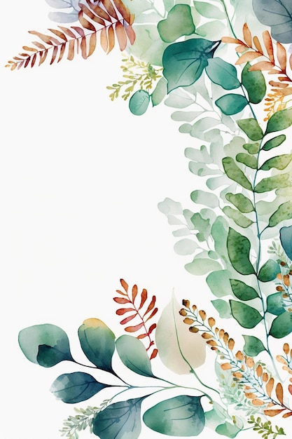 Watercolor Leaves Frame