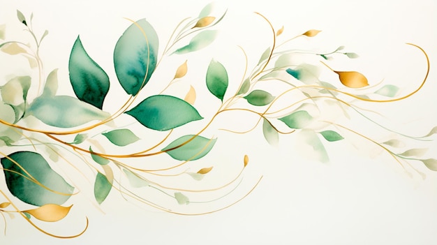 watercolor leaves hand drawn illustration