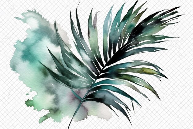 Watercolor leaves on a watercolor background