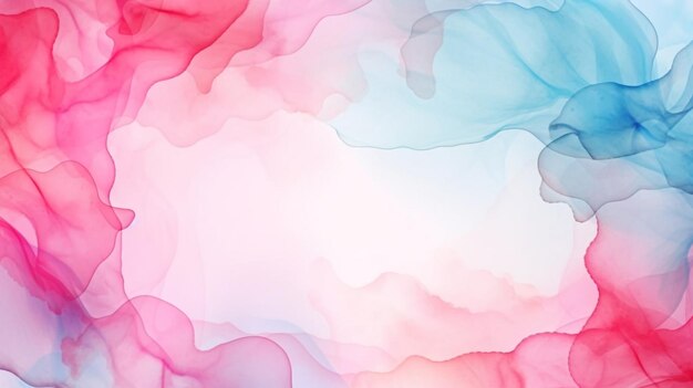 水彩 浅い青とピンクの液体インクの質感の背景