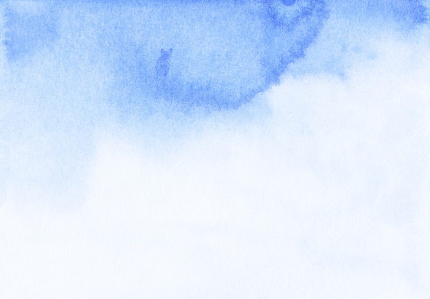 Watercolor light blue and white gradient background texture. Aquarelle liquid abstract blue backdrop. Hand painted