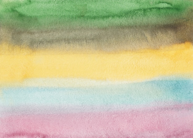 Watercolor light colorful stripes background. Pastel brown, yellow, pink, blue, green .