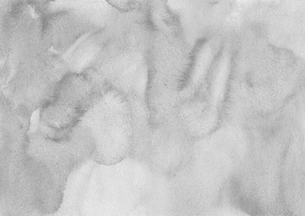 Watercolor light gray background texture. White and grey backdrop. Grey stains on paper overlay, hand painted.