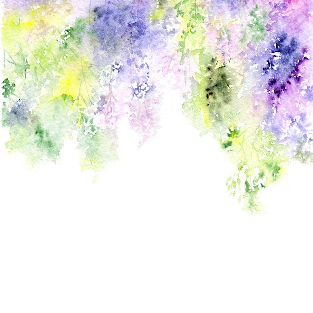 Акварель сиреневый цветочный фон Свадьба День рождения Шаблон поздравительной открытки Абстрактная цветочная живопись