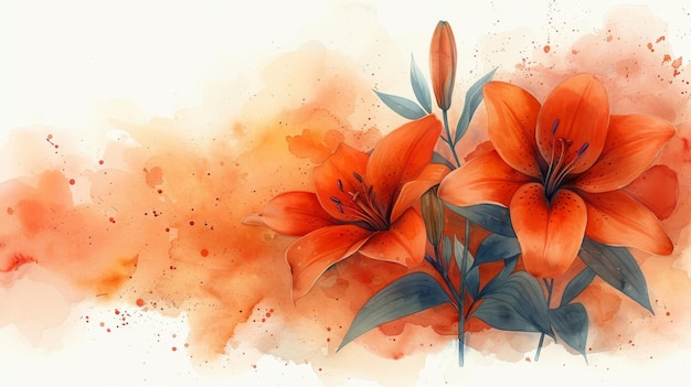 Watercolor lily background