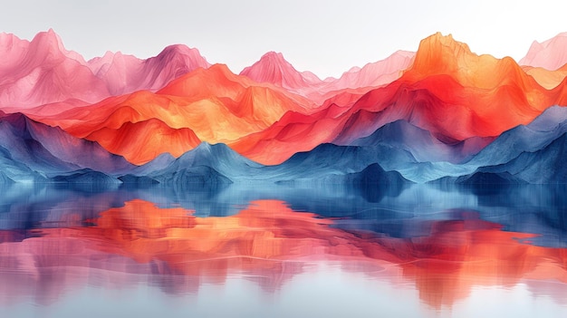 Watercolor Line Abstract Mountains Liquid Background HD Illustrations