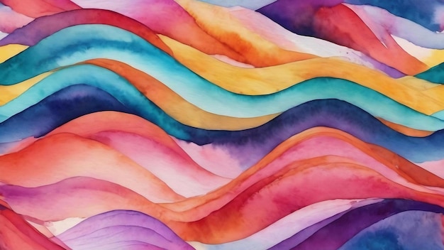 Watercolor line abstract seamless pattern wave kids background