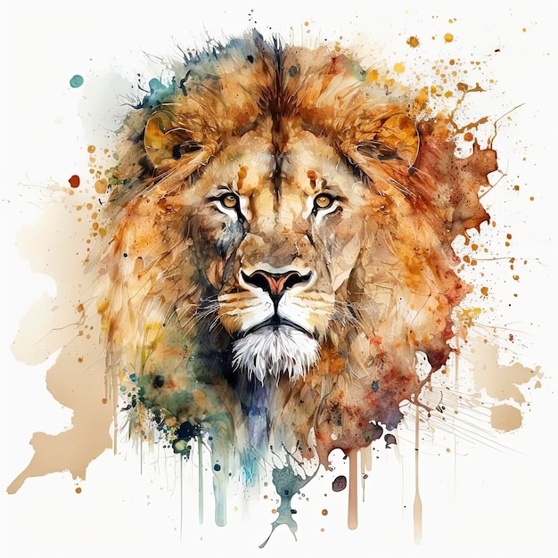 watercolor lion face