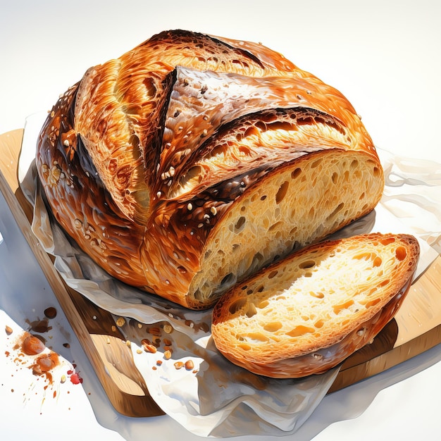 Photo watercolor loaf of bread