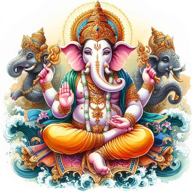 Watercolor lord Ganesh image