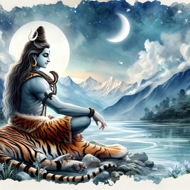 Photo watercolor lord mahadev background image