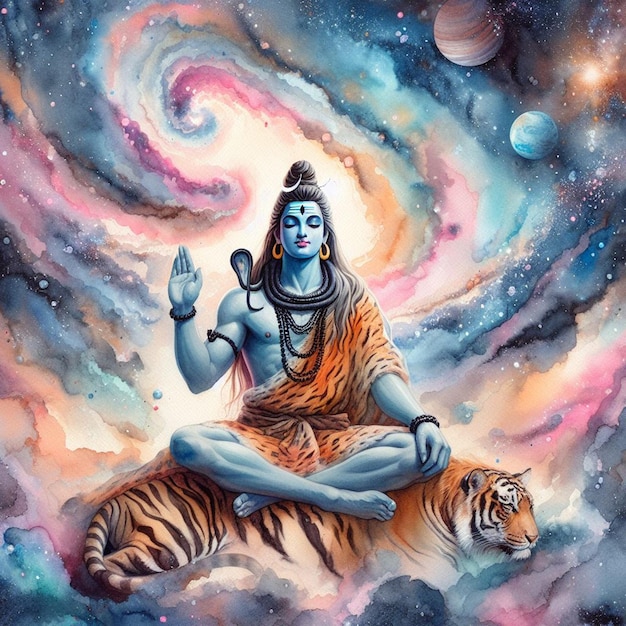 Watercolor Lord Mahadev background image