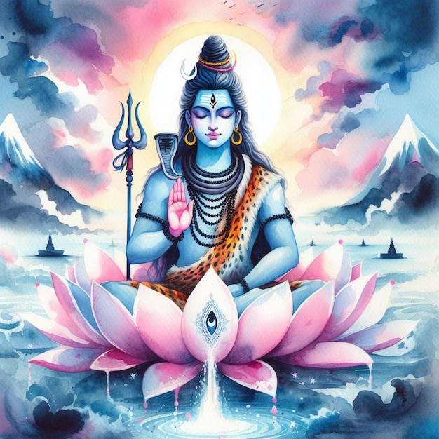 Photo watercolor lord mahadev background image