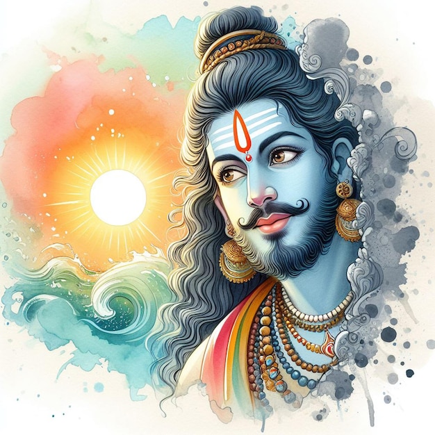 Watercolor lord Mahadev best image