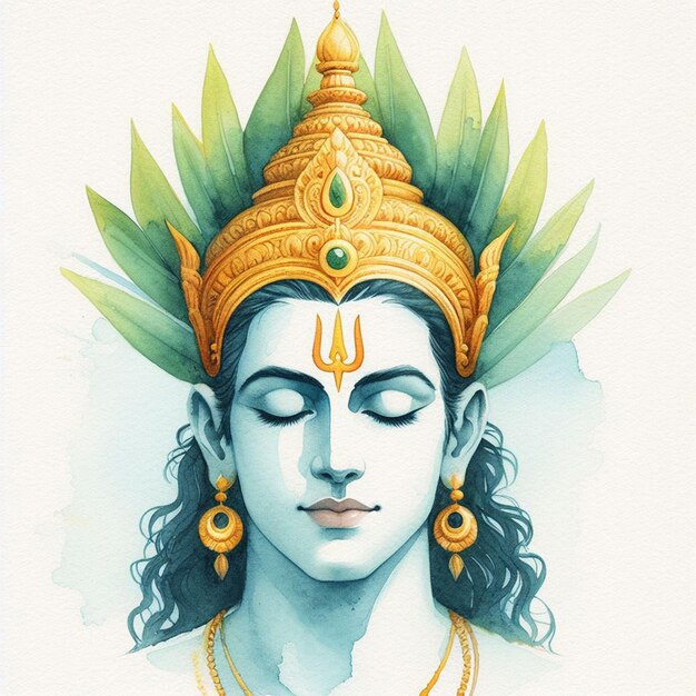 Photo watercolor lord shri ram