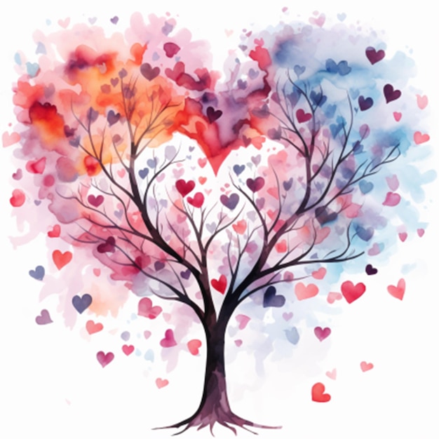 水彩の愛の木